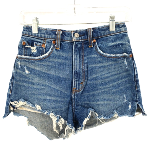 Abercrombie & Fitch High Rise Mom Short Size 2 Curve Love Distressed - Picture 1 of 8